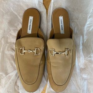 Steve Madden Gold Buckle Tan Loafers
